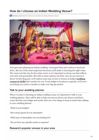 How do I choose an Indian Wedding Venue