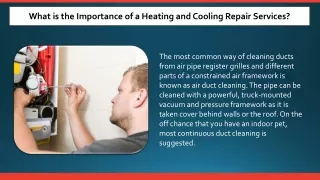 What is the Importance of a Heating and Cooling Repair Services?