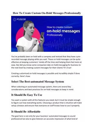 how to create custom on hold messages