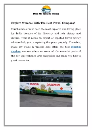 Explore Mumbai With The Best Travel Company