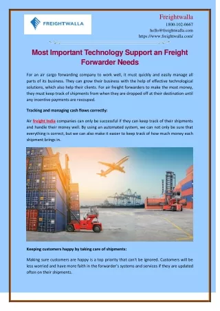 Most Important Technology Support an Freight Forwarder Needs
