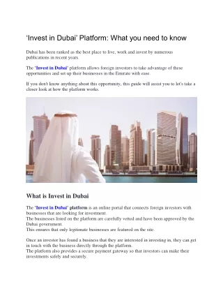 Investor Visa Dubai Service