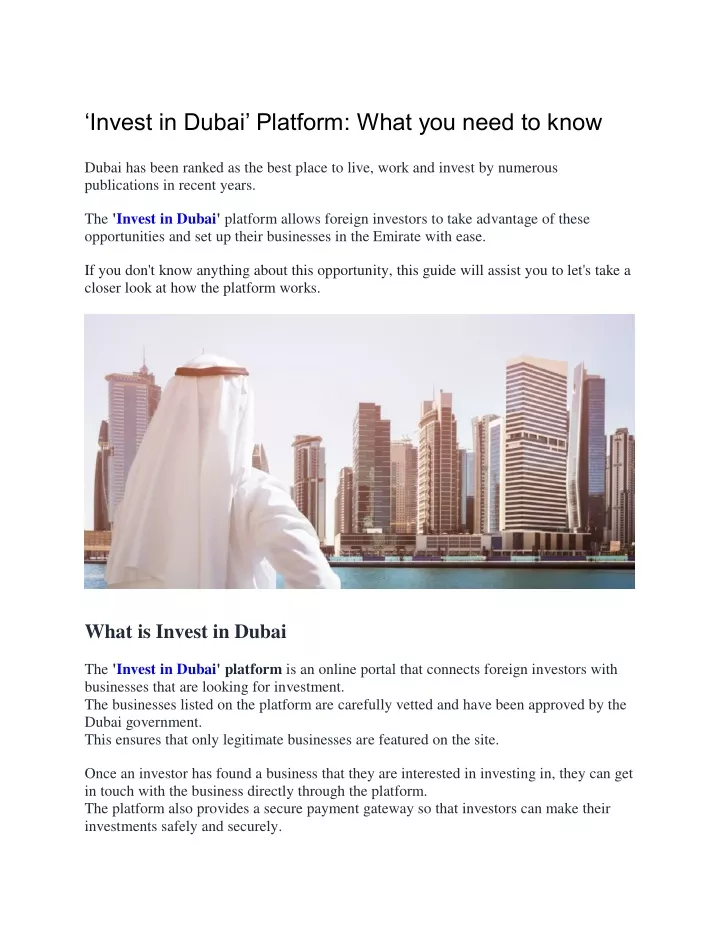 invest in dubai platform what you need to know