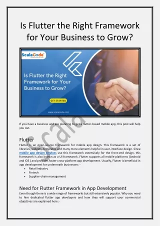 Is Flutter the Right Framework for Your Business to Grow - ScalaCode