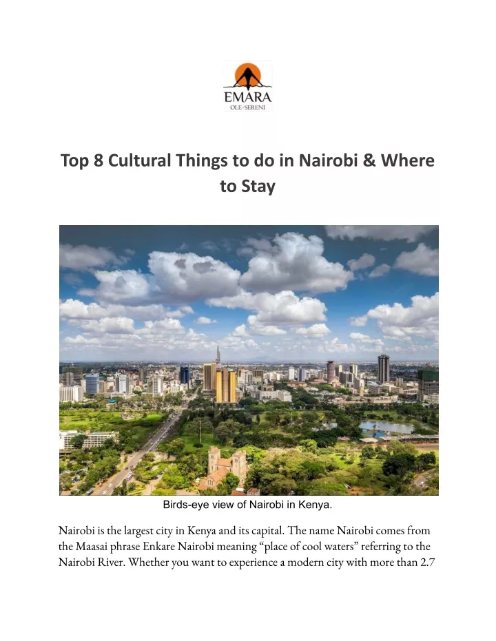 top 8 cultural things to do in nairobi where