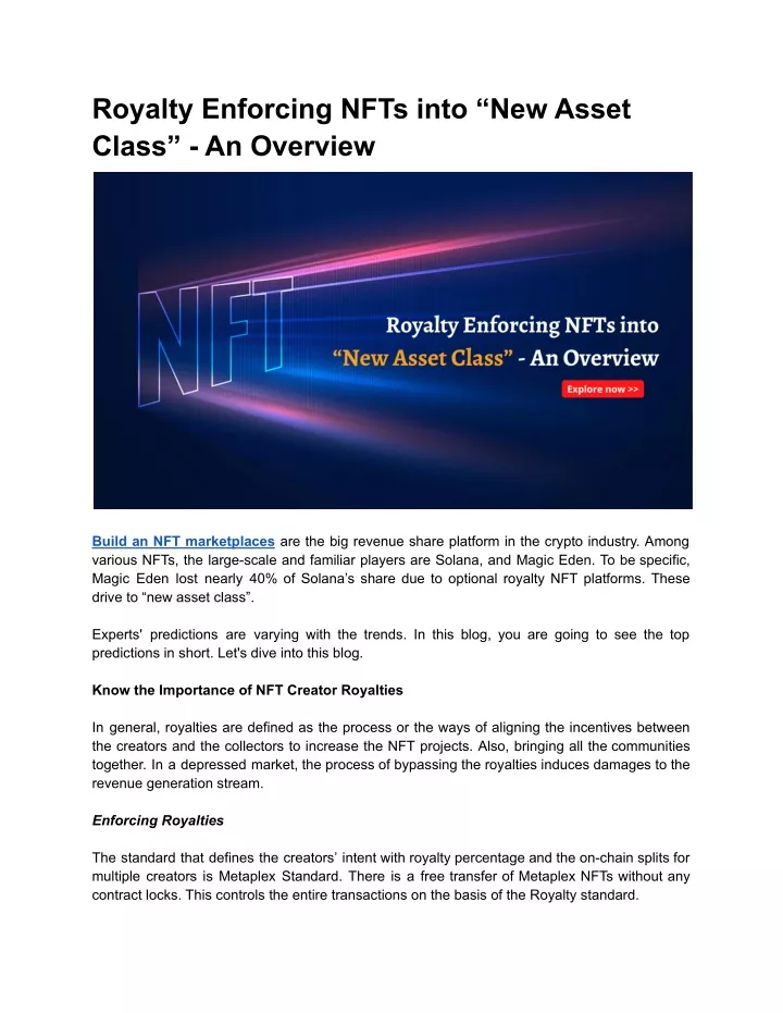 royalty enforcing nfts into new asset class