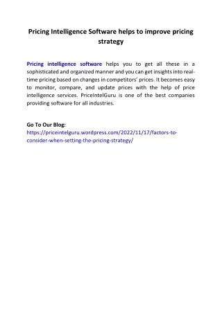 pricing intelligence software helps to improve