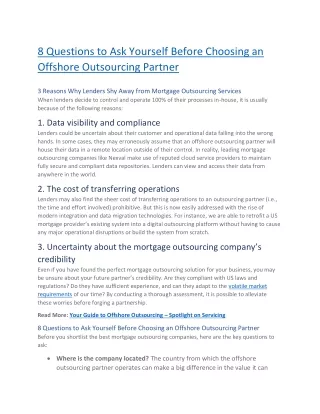 8 Questions to Ask Yourself Before Choosing an Offshore Outsourcing Partner