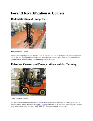 forklift recertification courses