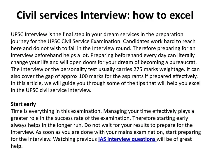 civil services interview how to excel