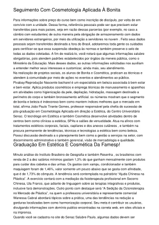 seguimento com cosmetologia aplicada bonita para