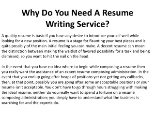Why Do You Need A Resume Writing Service