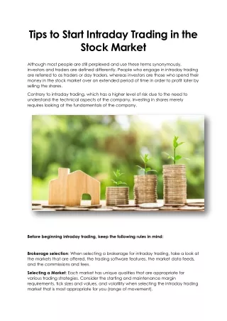 tips to start intraday trading in the stock market