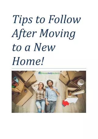 tips to follow after moving to a new home
