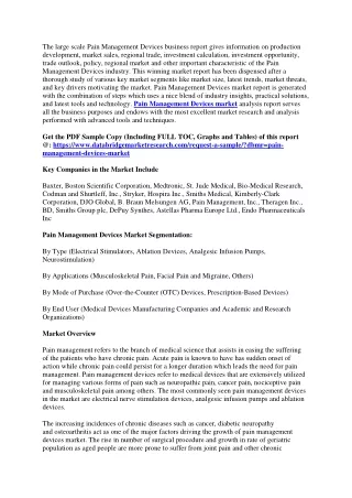 the large scale pain management devices business