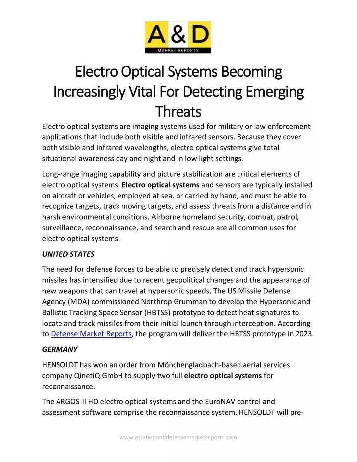 electro optical systems becoming electro optical