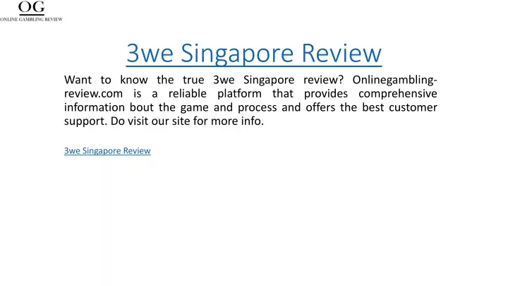 3we singapore review