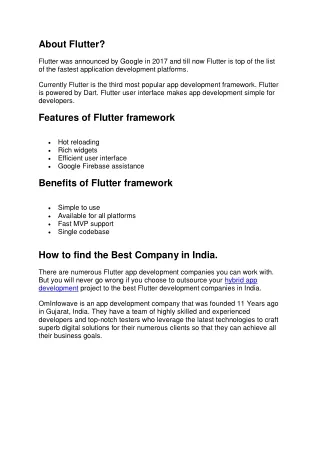 Flutter is the fastest application development platforms.