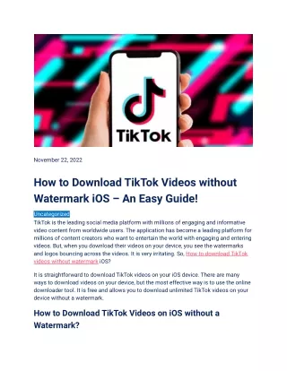 How to Download TikTok Videos without Watermark iOS – An Easy Guide!