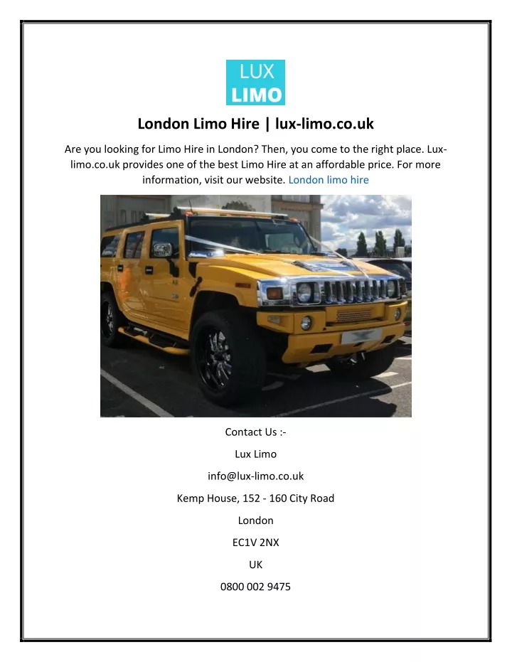 london limo hire lux limo co uk