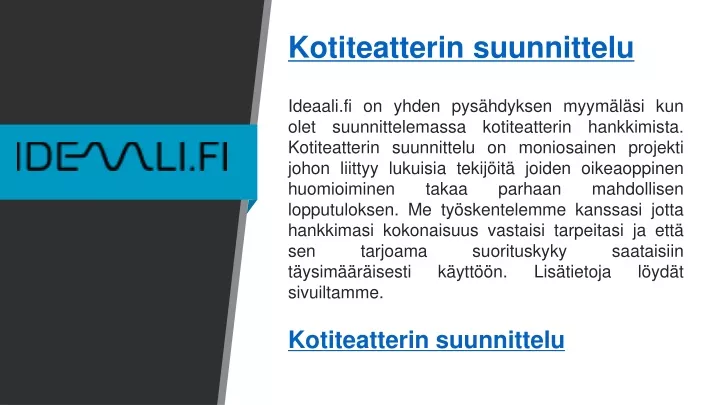 kotiteatterin suunnittelu