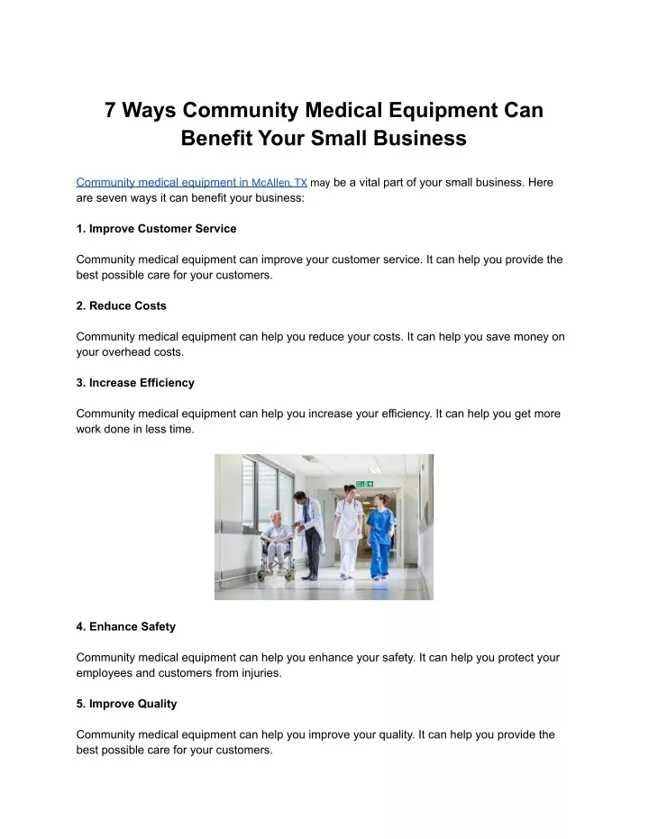 7 ways community medical equipment can benefit