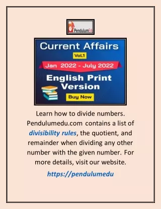 Divisibility Rules | Pendulumedu.com