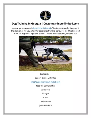 Dog Training In Georgia  Customcanineunlimited.com