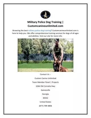 Military Police Dog Training  Customcanineunlimited.com