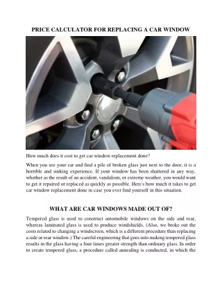 price calculator for replacing a car window