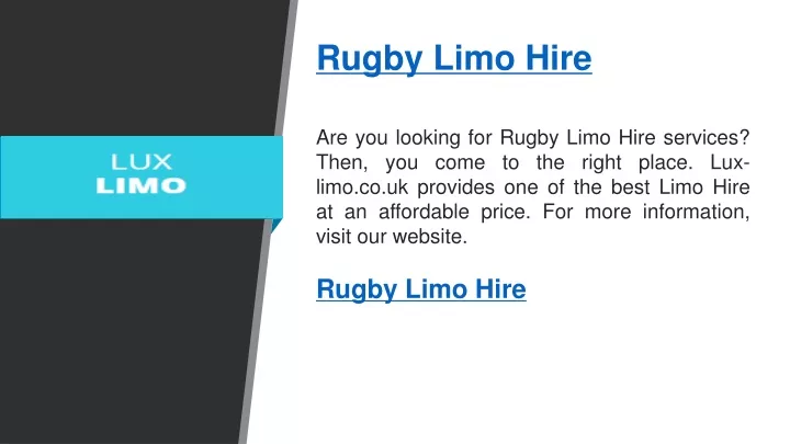 rugby limo hire