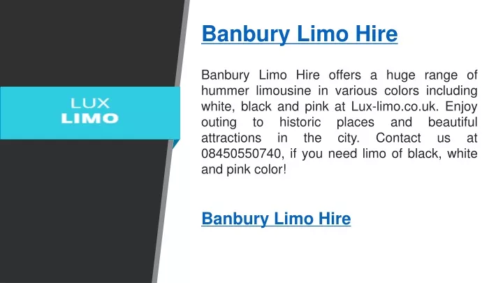 banbury limo hire