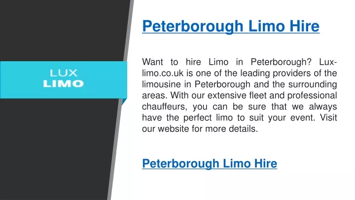 peterborough limo hire