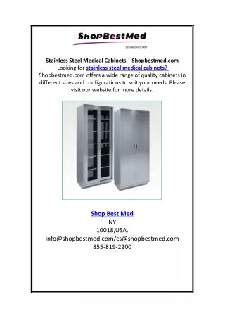 Stainless Steel Medical Cabinets | Shopbestmed.com