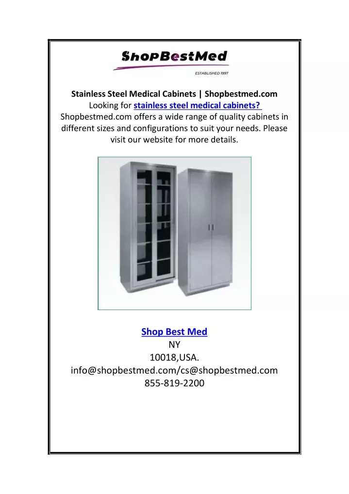 stainless steel medical cabinets shopbestmed