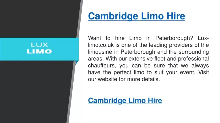 cambridge limo hire