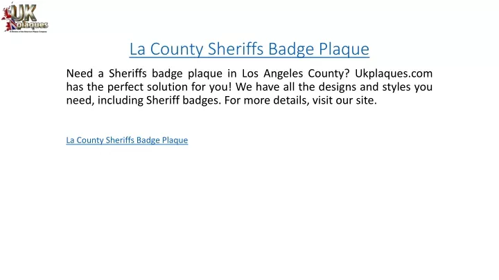 la county sheriffs badge plaque