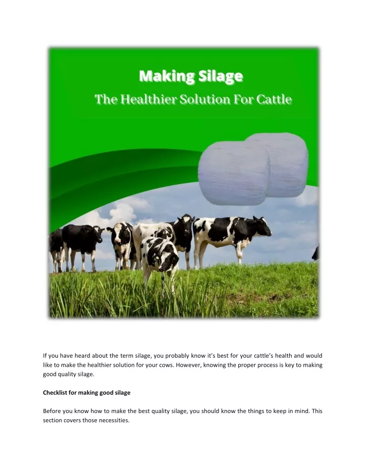 if you have heard about the term silage