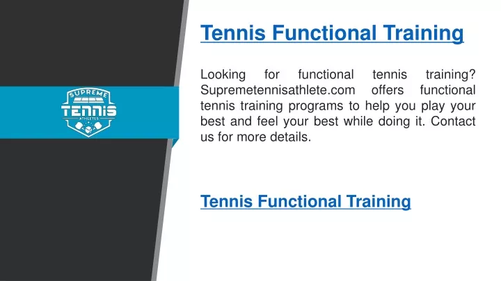 tennis functional training