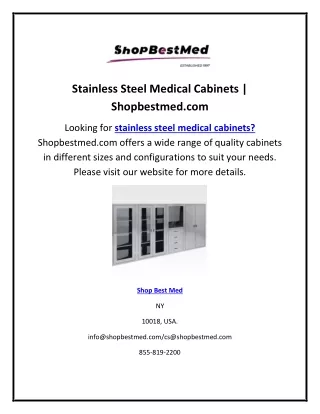 Stainless Steel Medical Cabinets  Shopbestmed.com