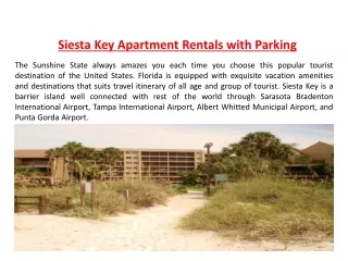 Siesta Key Apartment Rentals with Parking