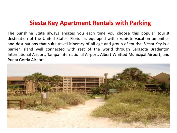 siesta key apartment rentals with parking