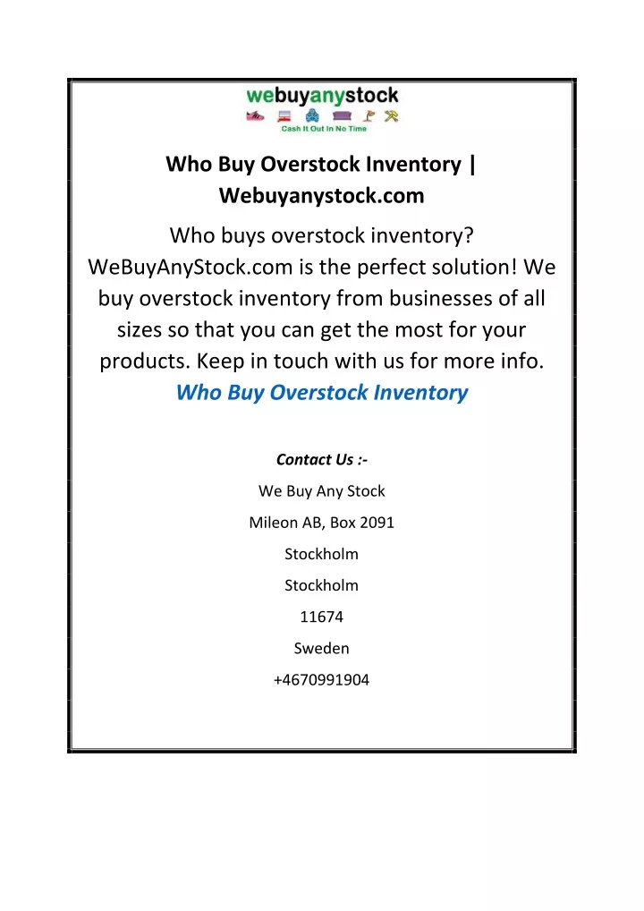 who buy overstock inventory webuyanystock com