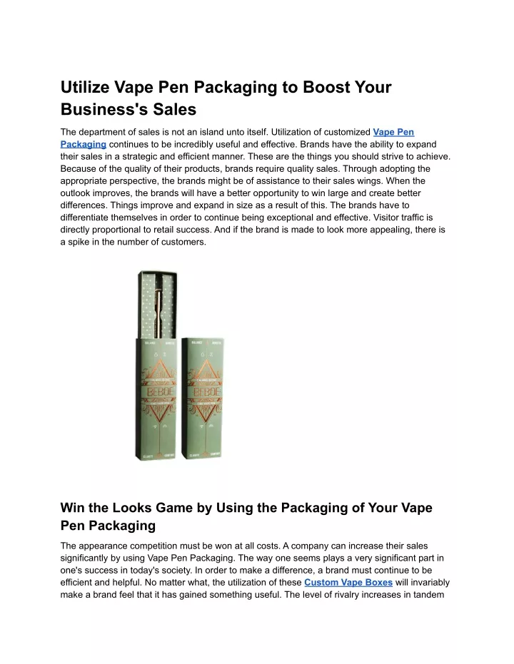 utilize vape pen packaging to boost your business