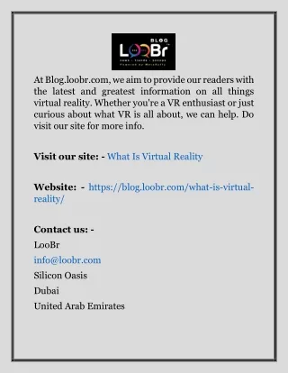 What Is Virtual Reality  Blog.loobr
