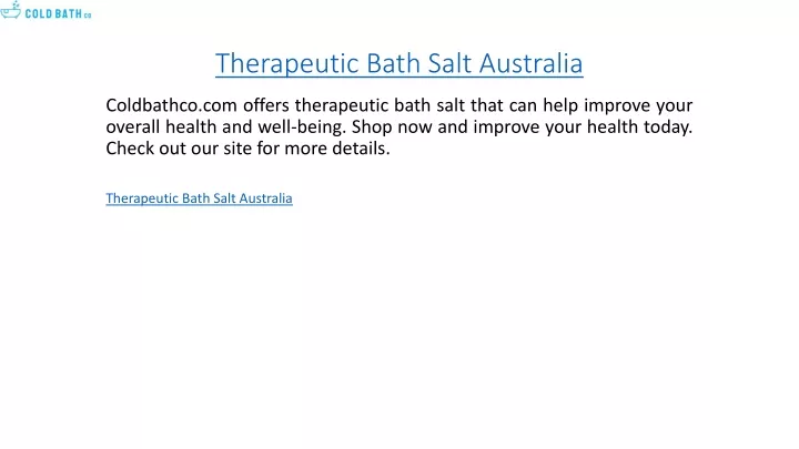 therapeutic bath salt australia