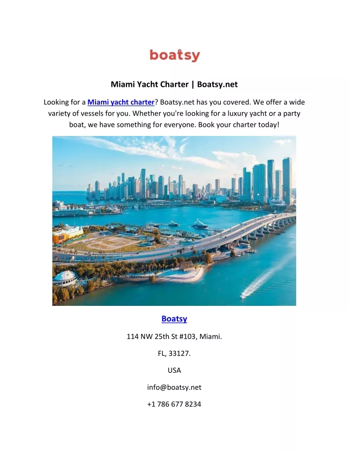 miami yacht charter boatsy net