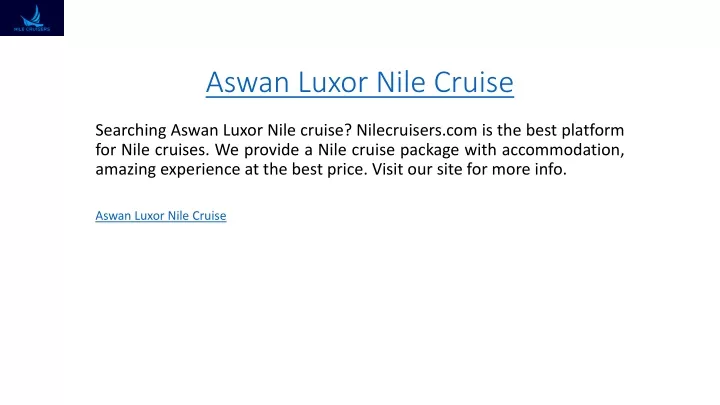 aswan luxor nile cruise