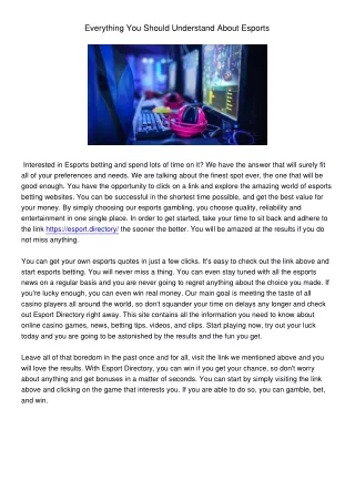 everything you should understand about esports