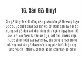 16.	Sàn Gỗ Binyl